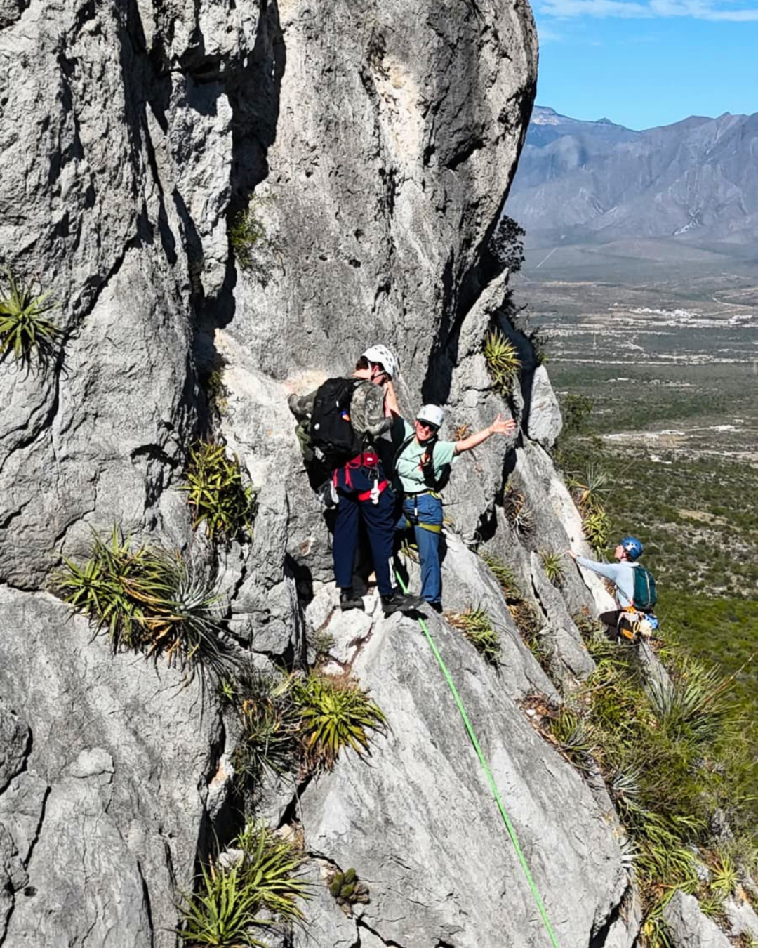 Rock climbers on the wall in El Potrero Chico, Nuevo Leon Mexico