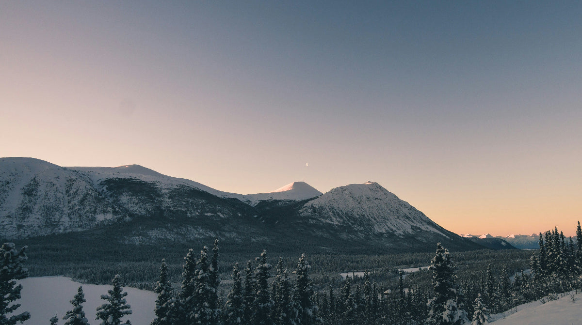 Snowy mountains around Whitehorse, Yukon Canada