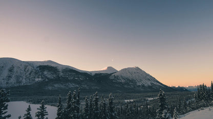 Snowy mountains around Whitehorse, Yukon Canada
