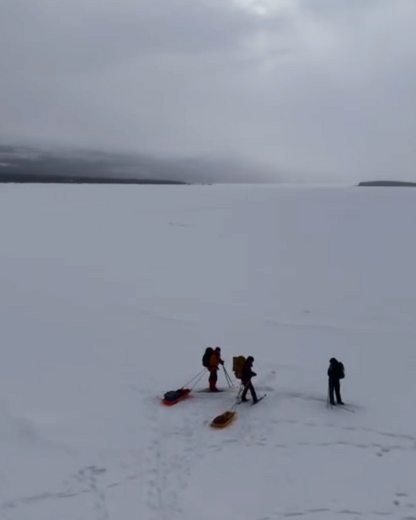 Cross-Country Ski & Winter Camping on a Frozen Lake
